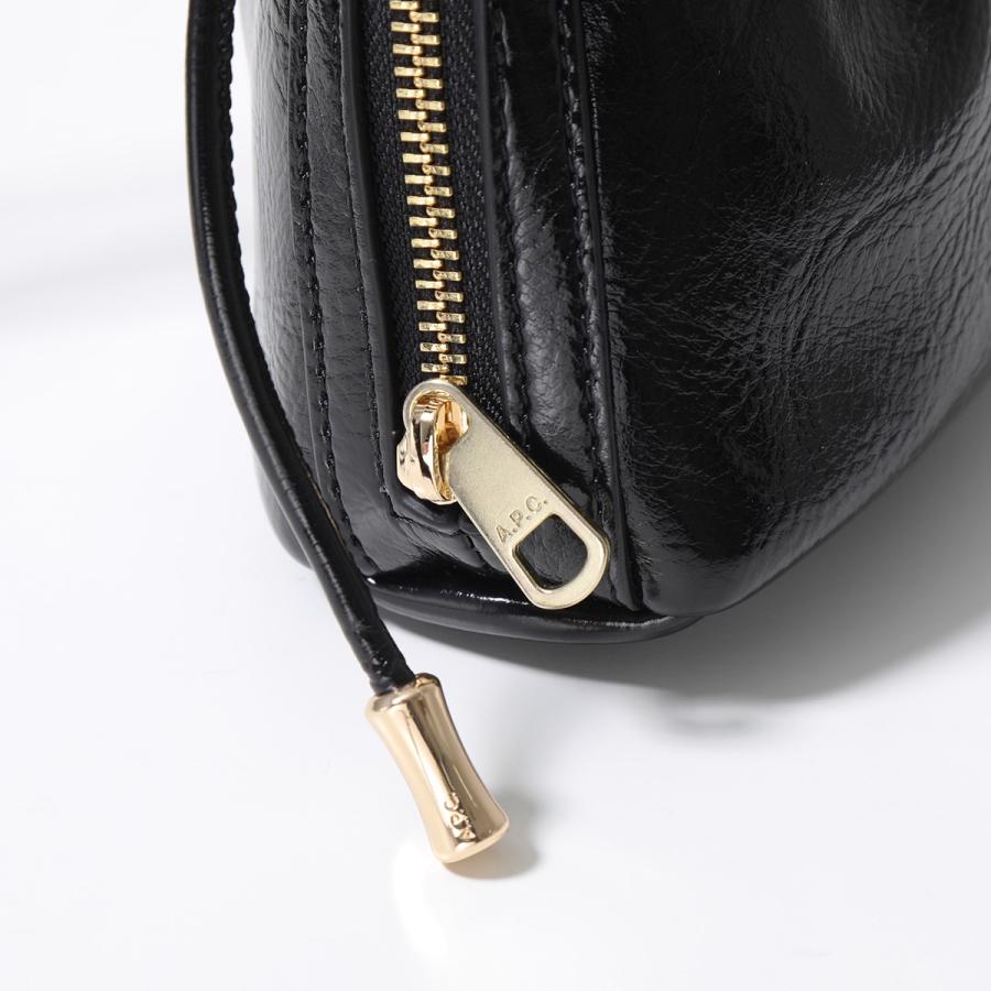 美品⭐️A.P.C アーペーセー 巾着 シボ革 ショルダーバック 黒 金ロゴ A.P.C.（アーペーセー） APC A.P.C. ショルダーバッグ BOURSE NINON