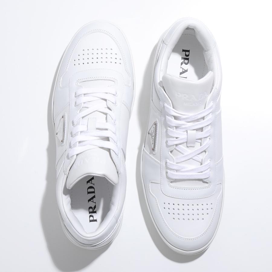 PRADA プラダ スニーカー 2EE364 3LJ6 3LL2 メンズ ダウンタウン レザー トライアングルロゴ メタルロゴ 軽量ソール シューズ 靴 カラー2色の画像