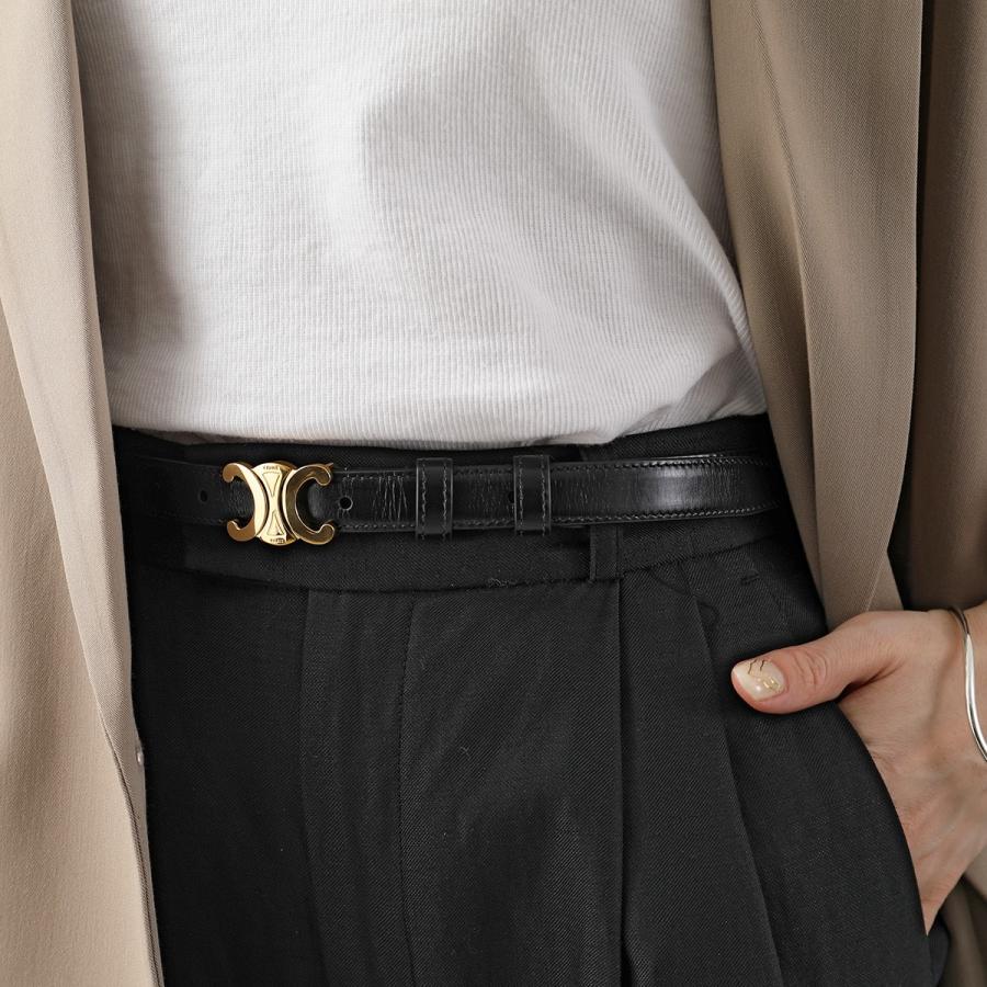 2日間限定価格！！CELINE スモール 18MM トリオンフ ベルト ブラック CELINE (セリーヌ) スモール 18MM トリオンフ ベルト レザー