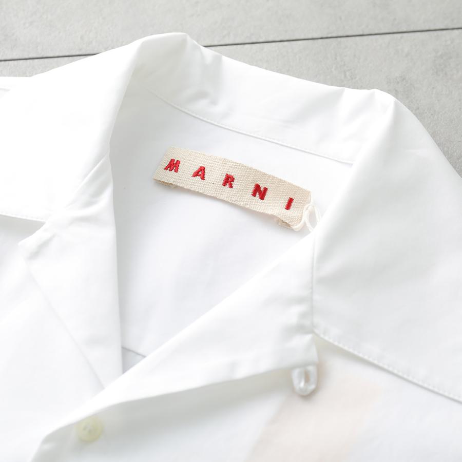 aaaaaaa MARNI ホワイト 半袖ボーリングシャツ 44 マルニmarni ロゴ