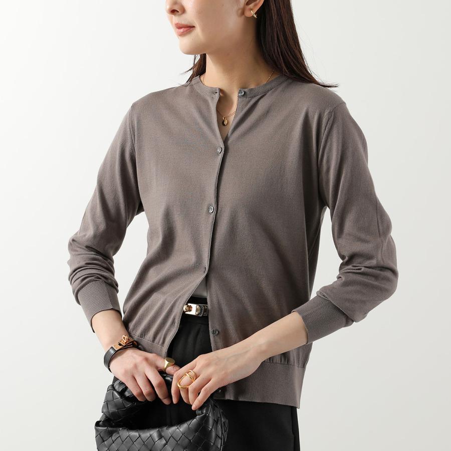 美品 ジョンスメドレー　長袖コットンクルーネックカーディガン JOHN SMEDLEY（ジョンスメドレー） クルーネック長袖コットンニット