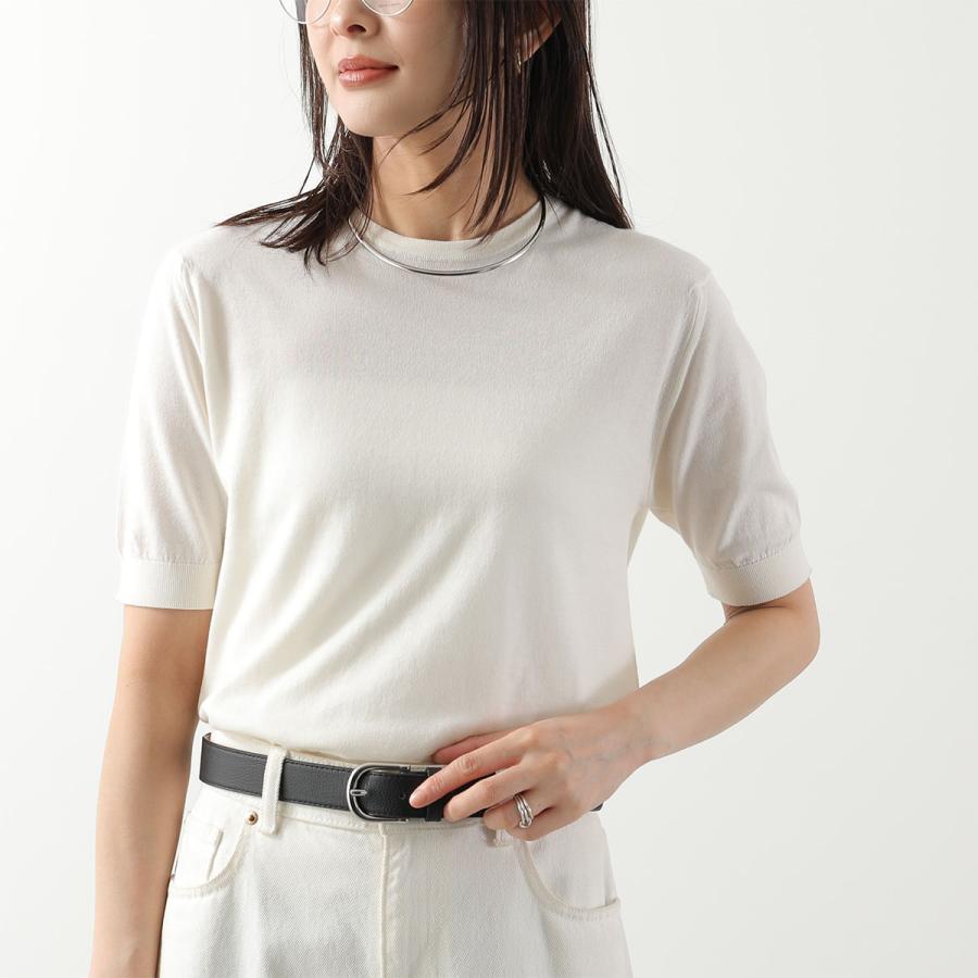 ジョンスメドレー 白襟 半袖ニット コットン M JOHN SMEDLEY（ジョンスメドレー） ニット NELL MODERN FIT レディース