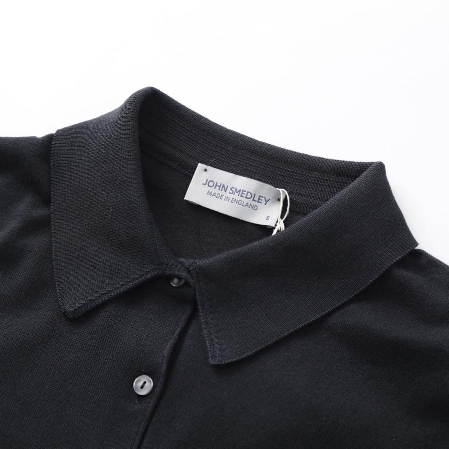 イギリス製 john smedley ニットポロ 黒 S シーアイランドコットン JOHN SMEDLEY】シーアイランドコットンファインゲージニットポロ