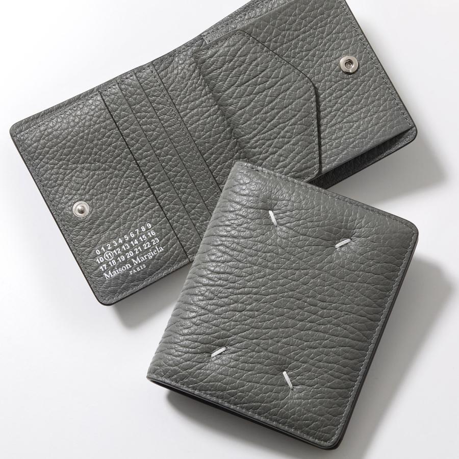 希少　人気　メゾンマルジェラ　折り財布　レザー　シルバー　ブラック　バイカラー Maison Margiela MAISON MARGIELA メゾンマルジェラ 二つ折り
