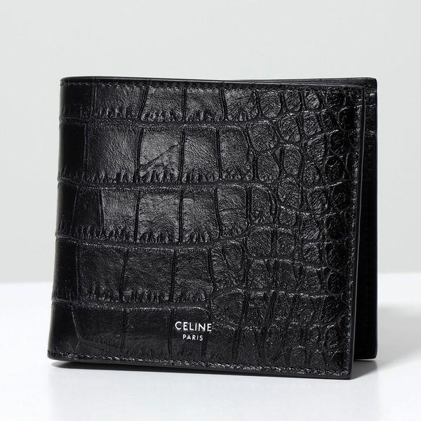 ◇セリーヌ◇クロコ型押し/バイフォールドウォレット/二つ折り財布/CELINE CELINE（セリーヌ） 二つ折り財布 10C873CUX.38SI メンズ 小銭入れあり