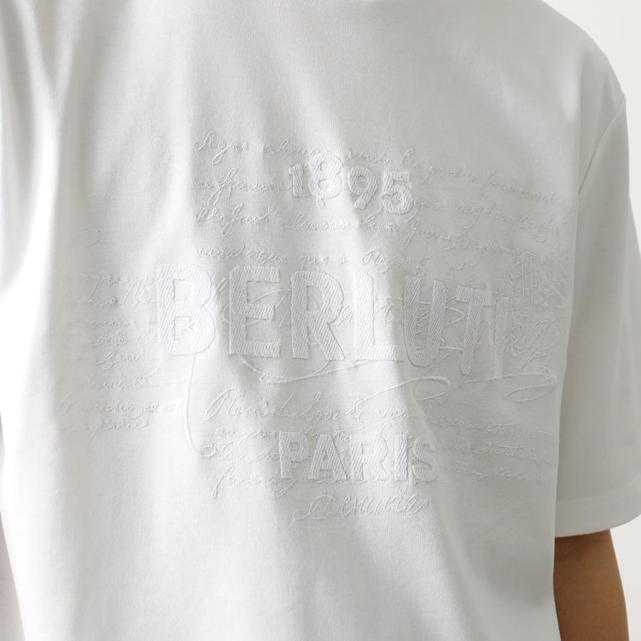 Berluti ベルルッティ 半袖 Tシャツ R24JRS96-001 メンズ カットソー クルーネック エンブロイダリースクリット ロゴT 刺繍  Optical-White-000