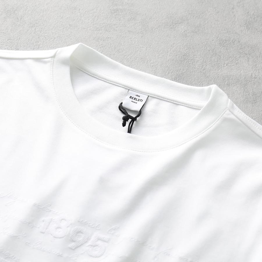 Berluti ベルルッティ 半袖 Tシャツ R24JRS96-001 メンズ カットソー クルーネック エンブロイダリースクリット ロゴT 刺繍  Optical-White-000