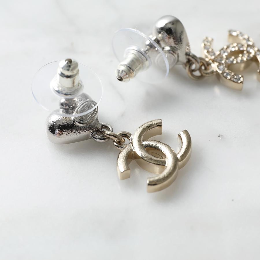 【希少】シャネル　ココマーク　ラインストーン　ハート&スター　ピアス　A20S シャネル ココマーク ハート ピアス ラインストーン ゴールド