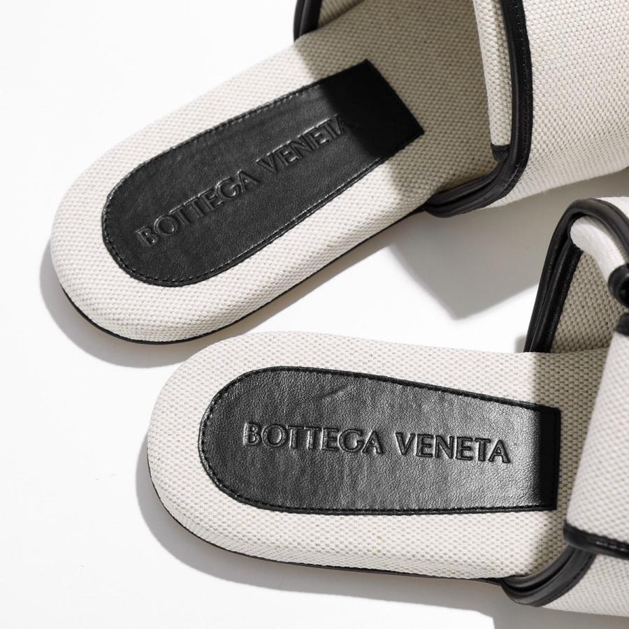 BOTTEGA VENETA ボッテガヴェネタ フラットミュール 741265 V2X20 レディース パッチ イントレチャート キャンバス サンダル  靴 9220/NATURAL-BLACK