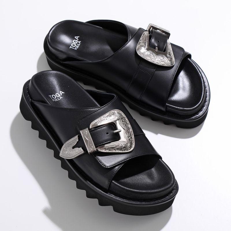 toga pulla プラットフォーム　厚底　ブラック　黒　トーガ　39 TOGA PULLA（トーガ プルラ） トーガ プルラ サンダル Western Buckle