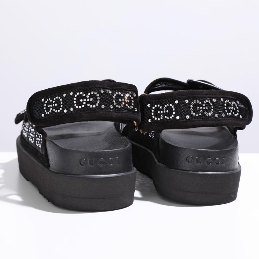 GUCCI グッチ サンダル 701158 F13A0 レディース クリスタル GGロゴ メッシュ ダブルベルト ストラップ シューズ 厚底 靴 1000/NERO/NERO｜s-musee｜07