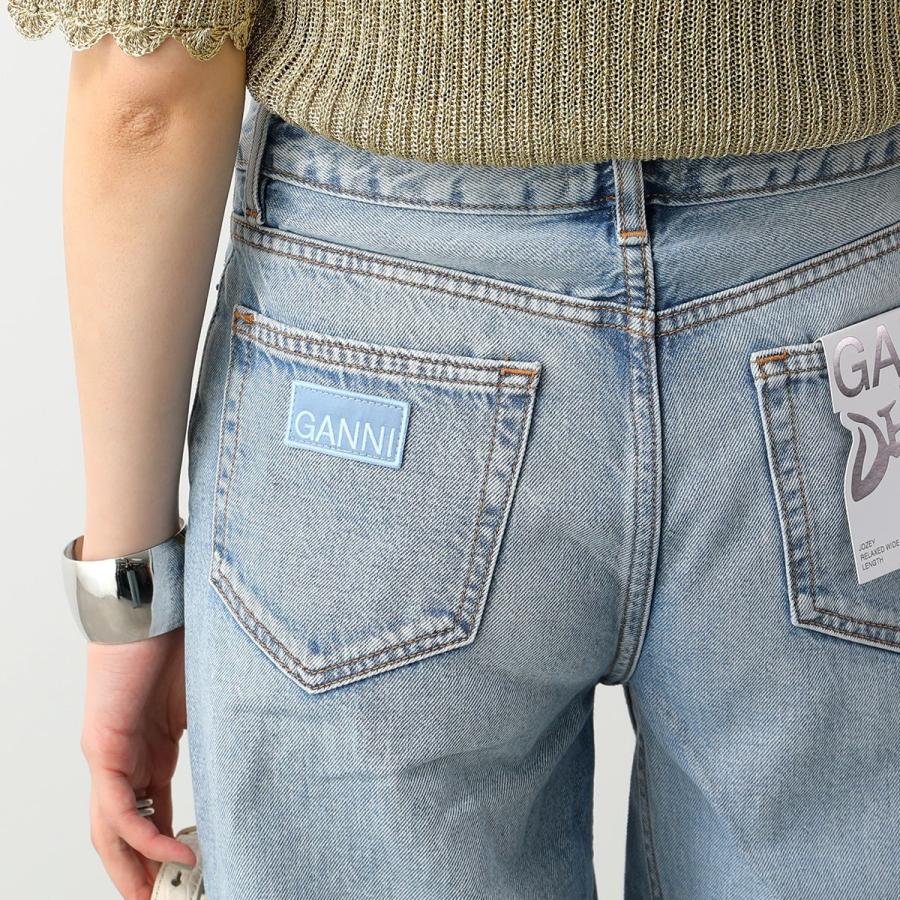 GANNI ガニー デニム Rigid Denim Jozey J1197 6432 レディース ジーンズ コットン ワイド バギー 565/Light-Blue-Vintage｜s-musee｜03