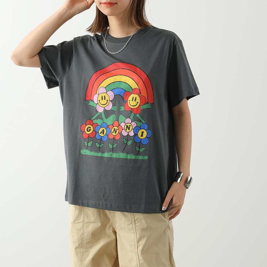 GANNI ガニー 半袖 Tシャツ Basic Jersey Rainbow Relaxed T-shirt