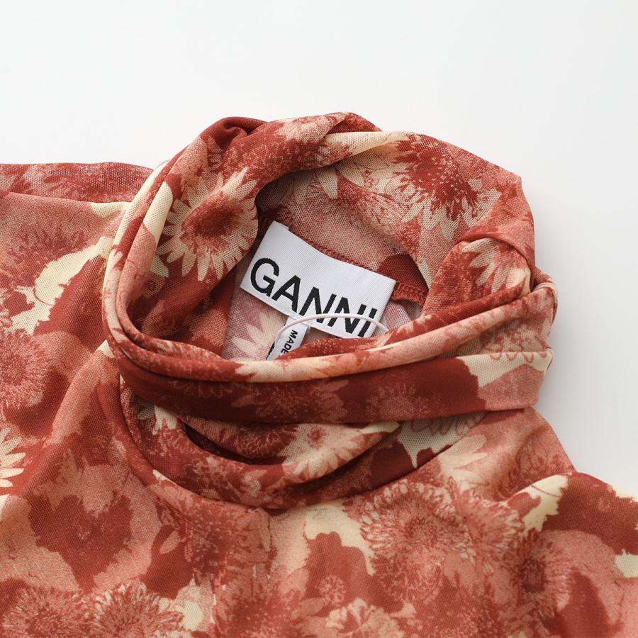 GANNI ガニー シアー トップス Printed Mesh Long Sleeve GANNI ガニー シアー トップス Printed Mesh Long Sleeve