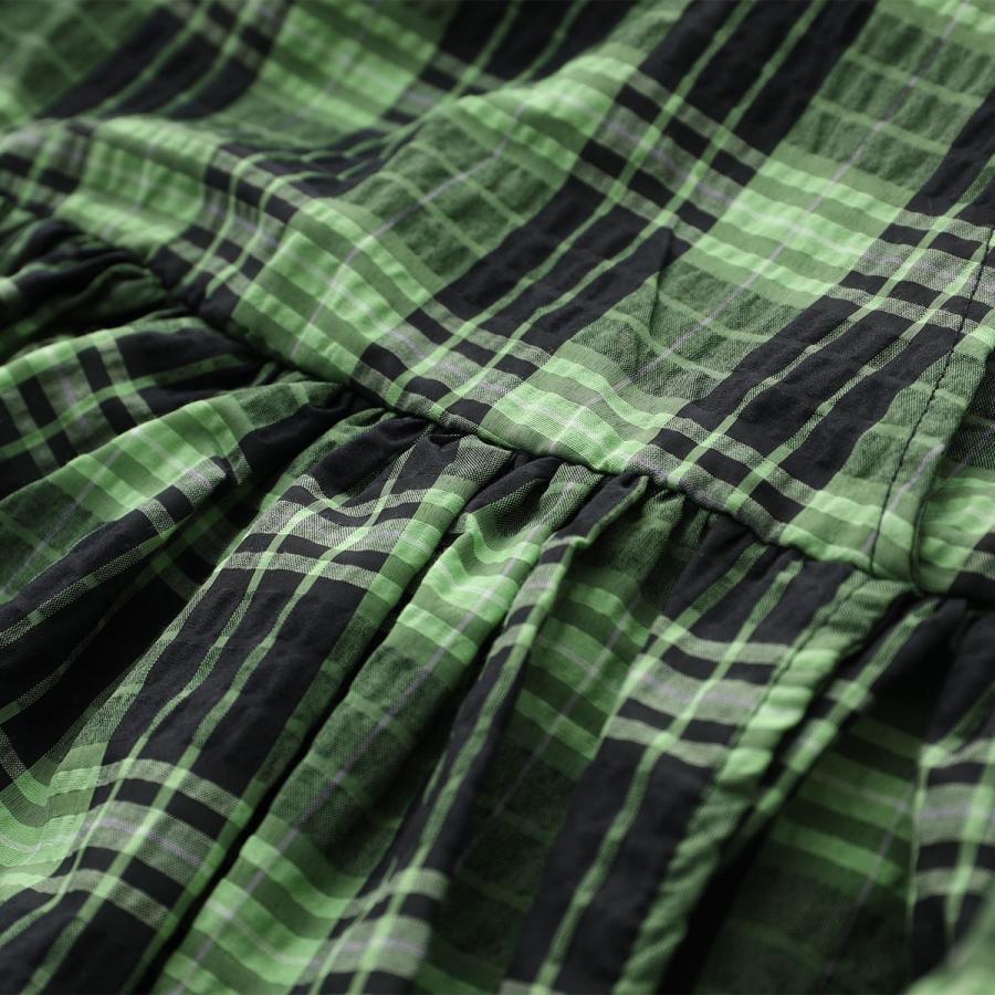 GANNI ガニー ブラウス Seersucker Check Wrap Blouse F7539