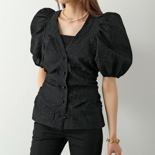 GANNI ガニー ブラウス Jacquard Organza Gathered V-neck GANNI ガニー ブラウス Jacquard Organza Gathered V-neck