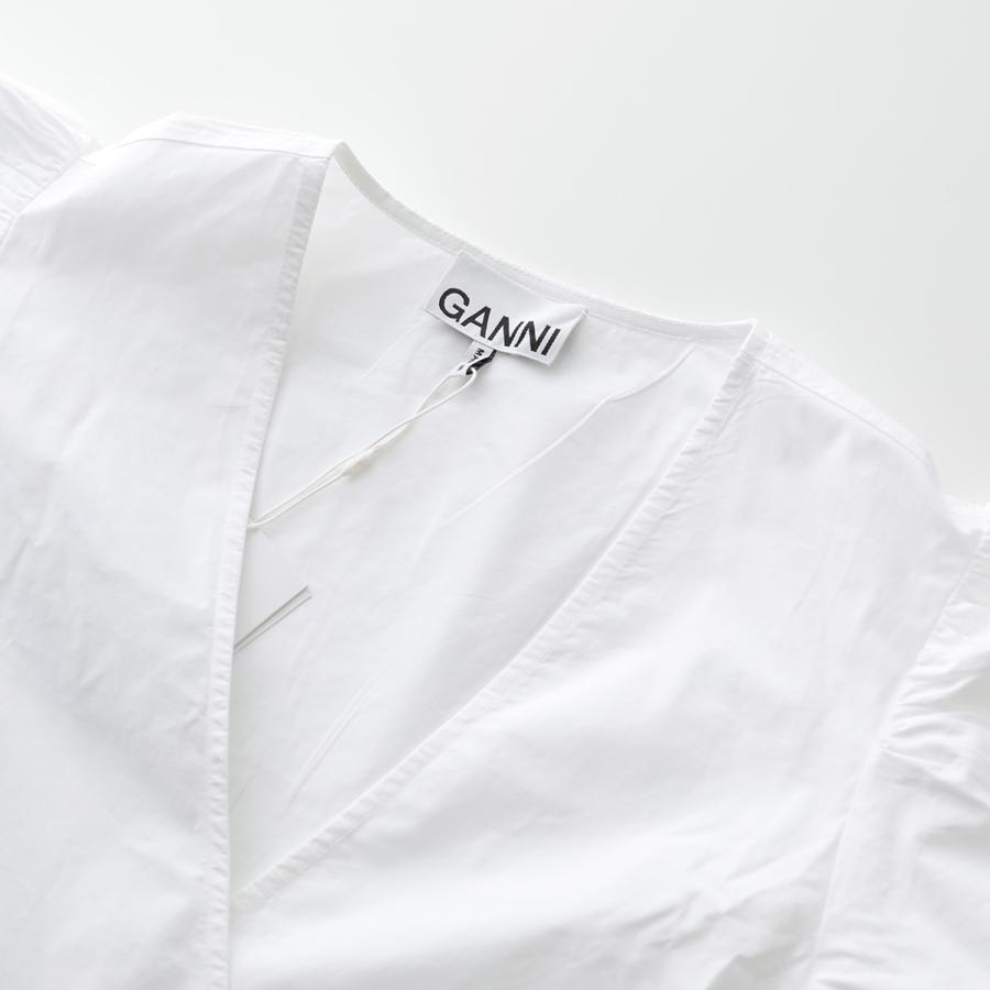 GANNI（ガニー） ブラウス Cotton Poplin Wrap Blouse F7607 6479