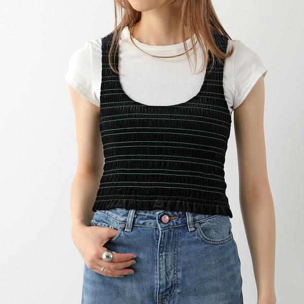 GANNI ガニー タンクトップ Velvet Jersey Smock Top T3345 3628 
