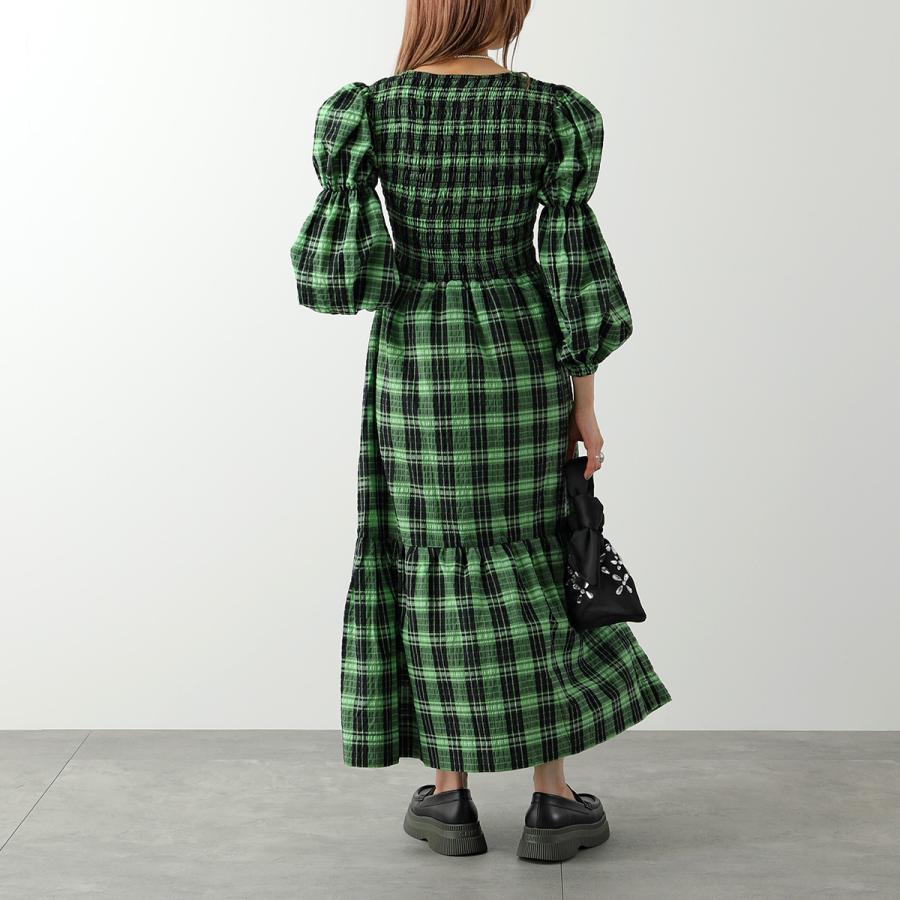 GANNI ガニー ワンピース Seersucker Check U-neck Maxi Smock GANNI ガニー ワンピース Seersucker Check U-neck Maxi Smock