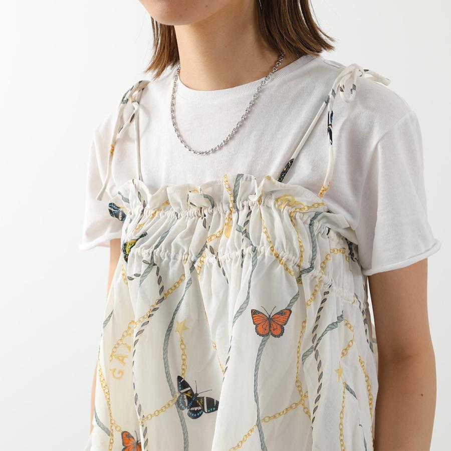 GANNI ガニー キャミソール Light Cotton Tieband Strap Top F7492 6513 レディース ビスチェ ギャザー コットン 135/Egret GANNI ガニー キャミソール Light Cotton Tieband Strap Top F7492 レディース ビスチェ ギャザー コットン 135/Egret