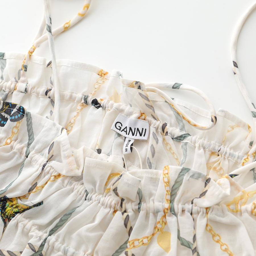 GANNI ガニー キャミソール Light Cotton Tieband Strap Top F7492 6513 レディース ビスチェ ギャザー コットン 135/Egret GANNI ガニー キャミソール Light Cotton Tieband Strap Top F7492 レディース ビスチェ ギャザー コットン 135/Egret