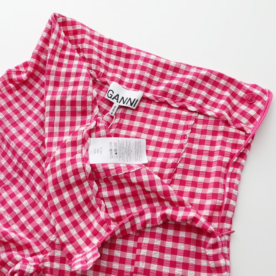 GANNIモードなフォルムのギンガムチェックセットアップ［ガニー] GANNI for Summer👕🍊🍉 ▷3F モード 「GANNI」から、夏の新作ウェア