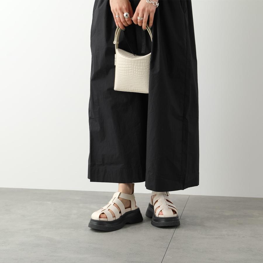 GANNI ガニー グルカサンダル Creepers Grid Sandal S2049 4897 レディース レザー ストラップ プラットフォーム  シューズ 靴 135/Egret