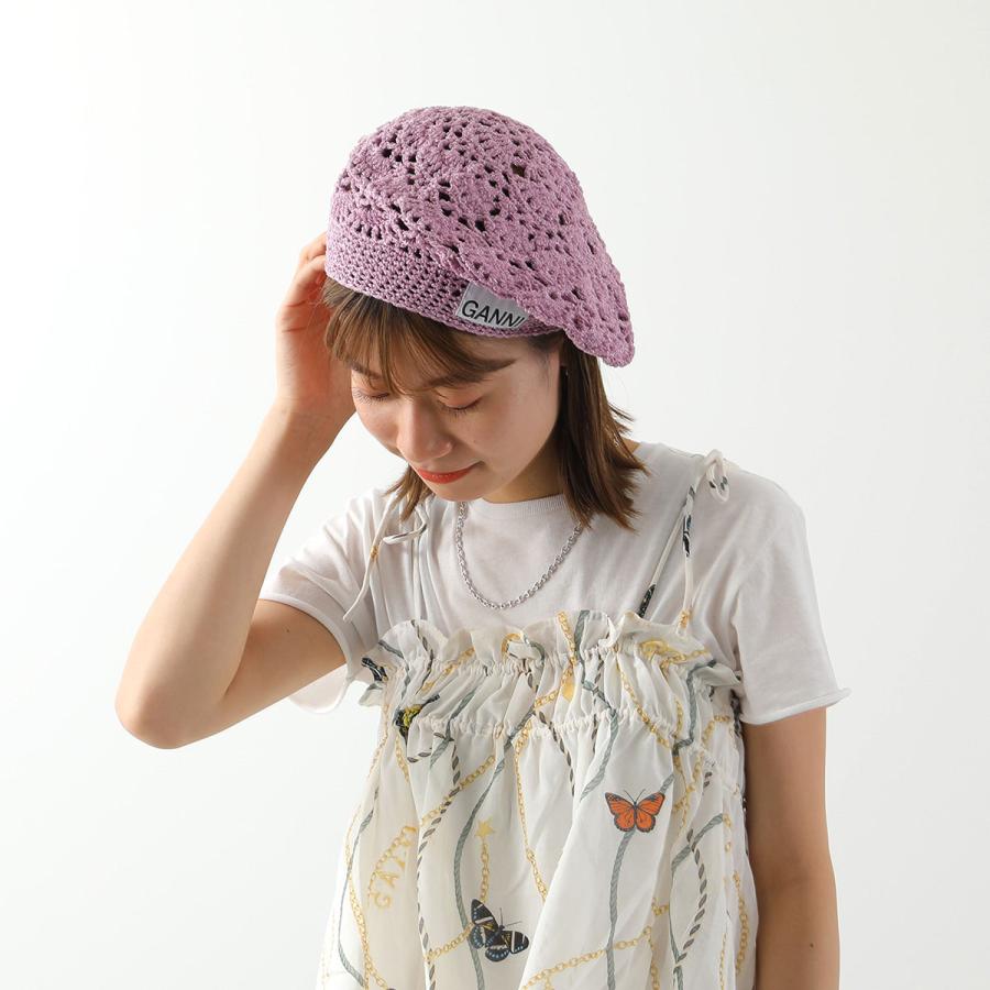 GANNI ガニー ベレー帽 Beret A4556 5863 レディース ロゴ GANNI ガニー ベレー帽 Beret A4556 5863 レディース ロゴ