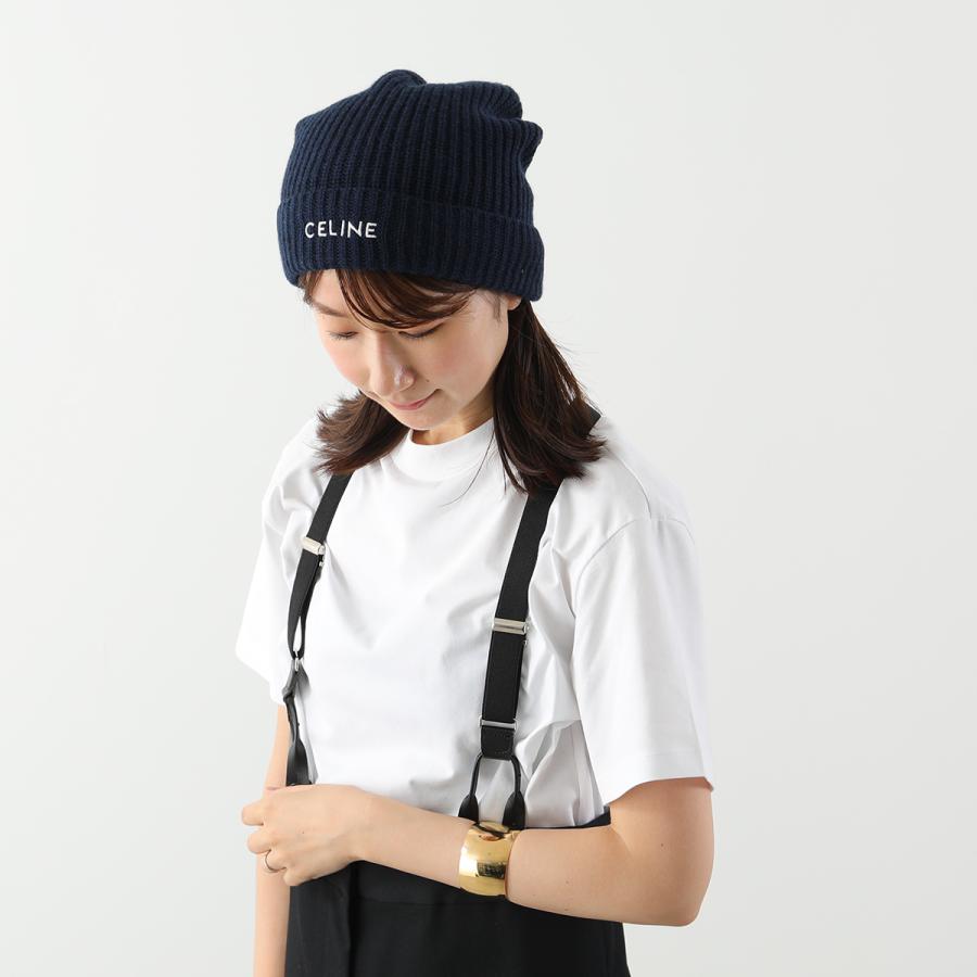 CELINE ブラック ニット帽 TU あ CELINE 黒 ニット帽 TU CELINE セリーヌブラック ニット帽 TU