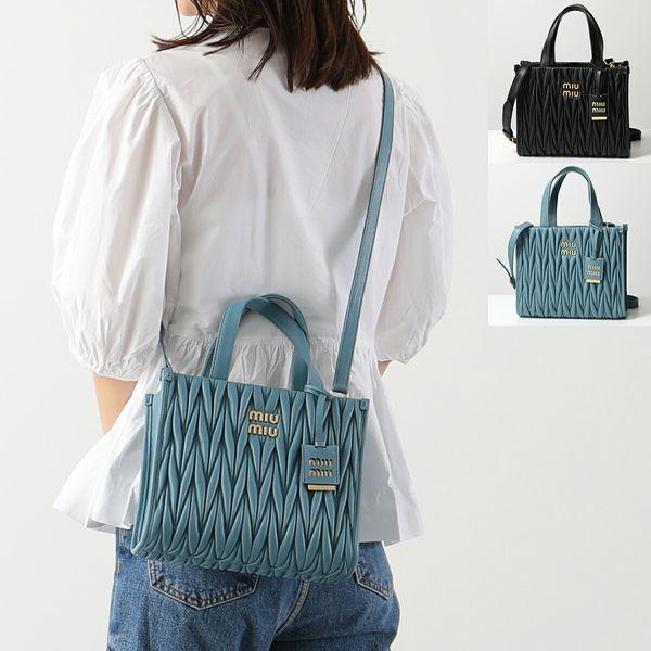 Miu Miu マテラッセ ロゴ レザー 2way ハンドバッグ ブラック (202354