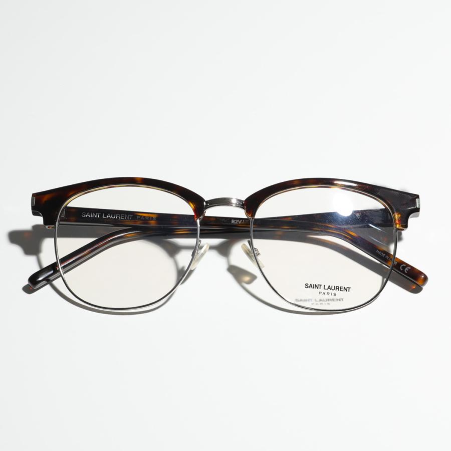 極美品 SAINT LAURENT サンローラン メガネ 伊達メガネ SL 104 アセテート メタル サイズ52☐20 ブラック ゴールド金具 中古 4b012842 SAINT LAURENT サンローラン メガネ SL104 メンズ ハーフリム