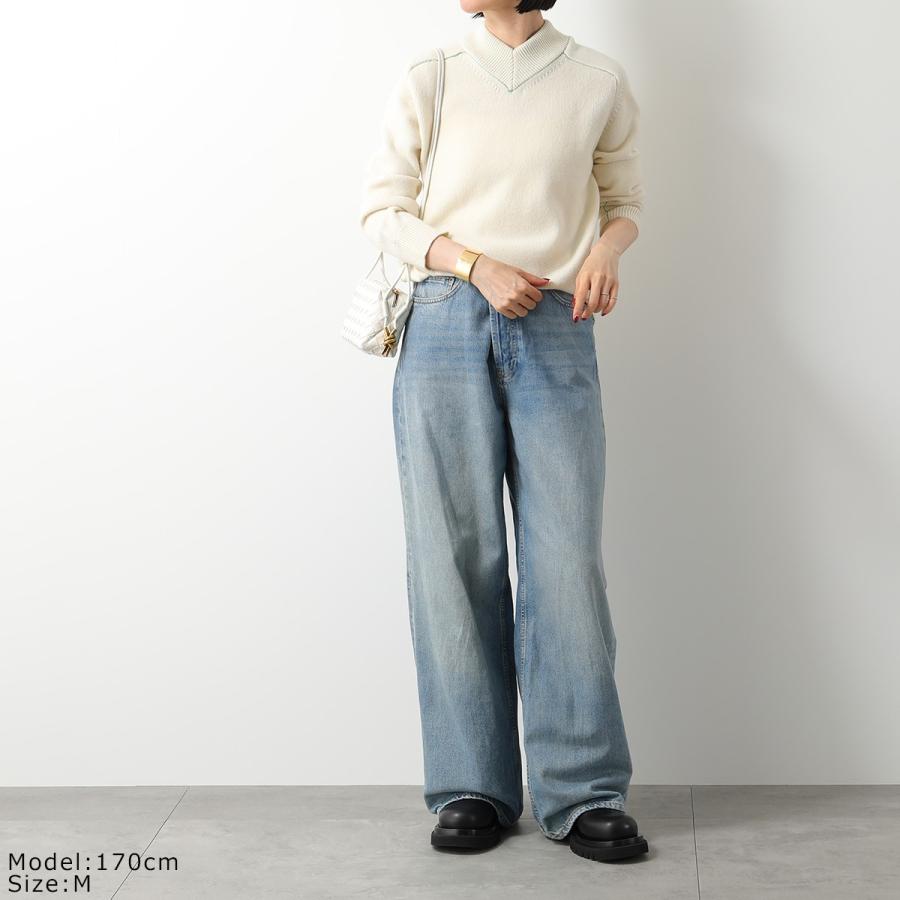 BOTTEGA VENETA ボッテガヴェネタ ニット 700137 V07J0 レディース Vネック ウール リブ セーター カラーステッチ ...