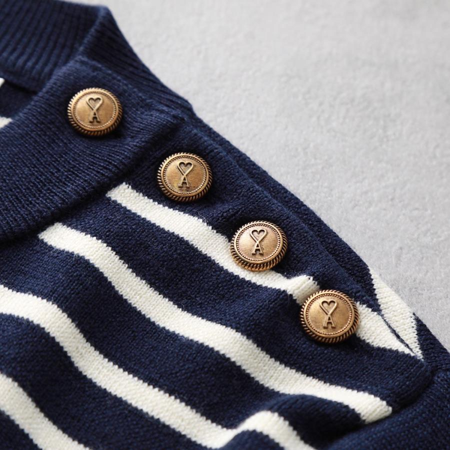 真*紀様 ami paris アミパリス　クルーネックボーダーニット 楽天市場】ami paris アミパリス セーター HKS102.KN0003