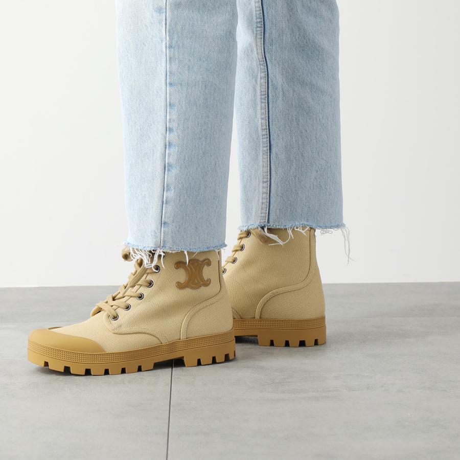 CELINE セリーヌ レースアップブーツ LACE UP BOOT 20 343142198C.02LC レディース PATAPANS キャンバス  ショートブーツ 靴 LIGHT-BEIGE