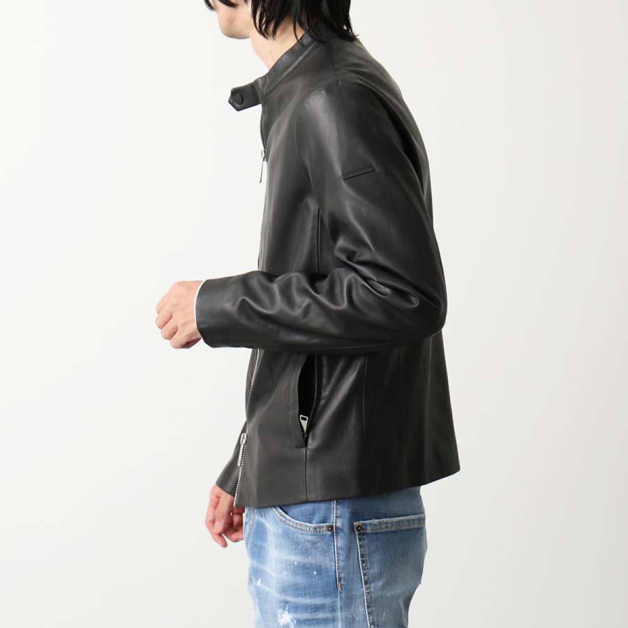 ARMANI EXCHANGE◇レザージャケット・ブルゾン/XS/牛革/BLK/無地