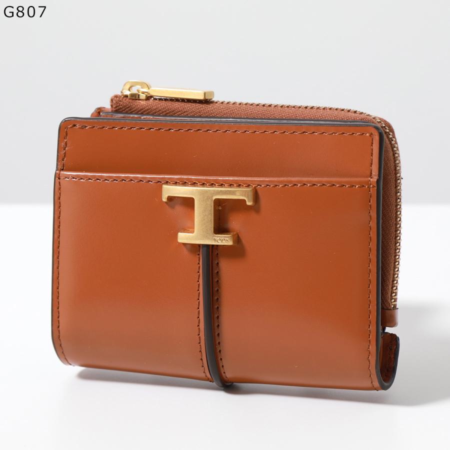 TOD'S トッズ　Tタイムレス　二つ折り　財布　オレンジ×ベージュ トッズ TOD'S 【TODS】トッズ T タイムレス レザー コンパクト