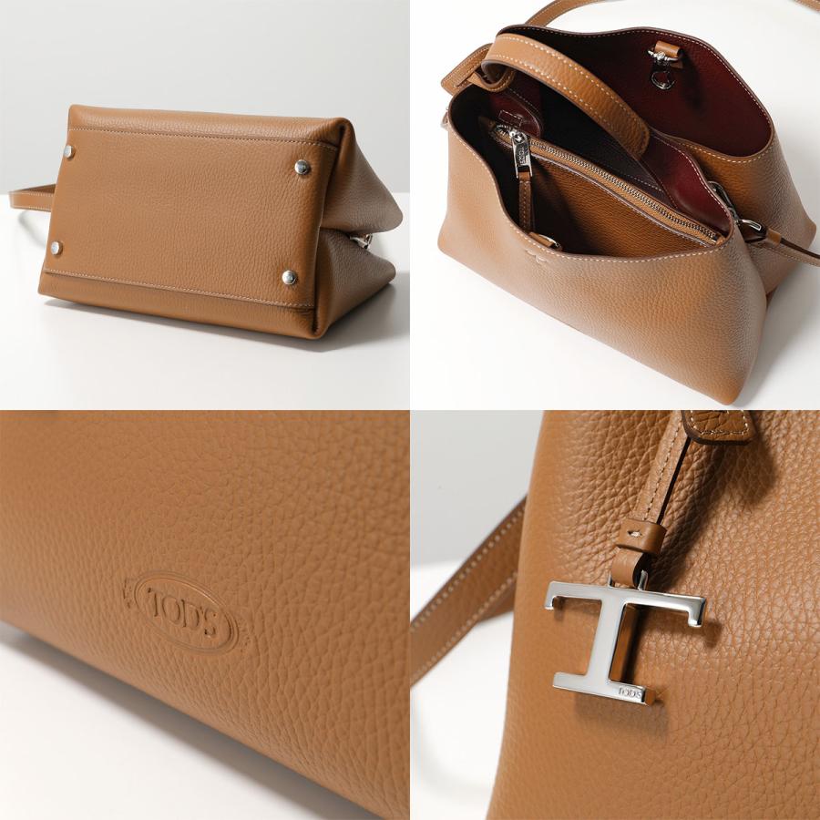 TOD'S(トッズ) ショルダーバッグ美品  Tタイムレス XBWTSEW0200WNT ブラウン レザー 女性 ブラウン T タイムレス レザー ショルダー バッグ スモール