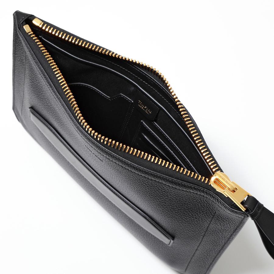 TOM FORD トムフォード　ボディバッグ ブラック TOM FORD (トムフォード) レザー ゴールドジップ ボディバッグ