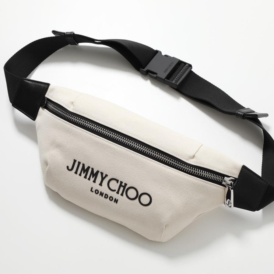 Jimmy Choo ジミーチュウ ボディバッグ FINSLEY CZM DNH メンズ ベルトバッグ ロゴ キャンバス ナイロン クロスボディ 鞄 カラー2色 :350721666