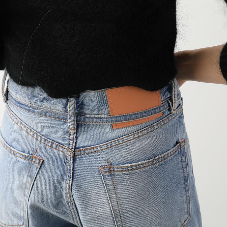 Acne Studios アクネストゥディオズ ジーンズ C00039 1991 TOJ レディース デニム ストレート ダメージ加工 ルーズフィット ベルト付き 228/Light-Blueの画像
