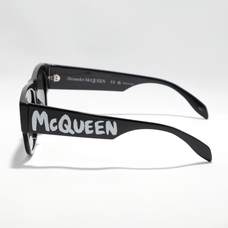 良品 Alexander McQueen アレキサンダーマックイーン ラウンドフレーム サングラス ロゴテンプル AM0445S アイウェア 黒 シルバー メンズ レディース 古着 中古 USED Alexander McQueen（アレキサンダーマックイーン） サングラス AM0330S