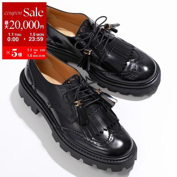 TOD'S レディースウィングチップ レースアップシューズ黒トッズ