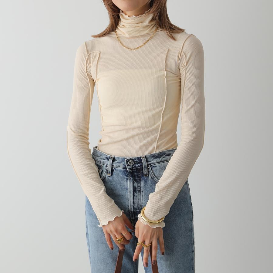 BASERANGE ベースレンジ Tシャツ OMATO TURTLE NECK TTOMT RI 000 レディース 長袖 カットソー ロンT タートルネック ストレッチ カラー2色｜s-musee｜03