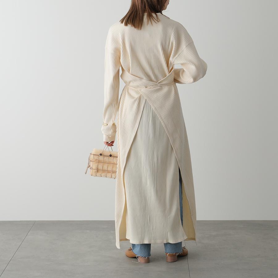 BASERANGE ベースレンジ ワンピース SHAW LONG SLEEVE KAFTAN DRSH RIB 000 レディース ラップドレス リブ 長袖 ロング丈 カラー2色｜s-musee｜07