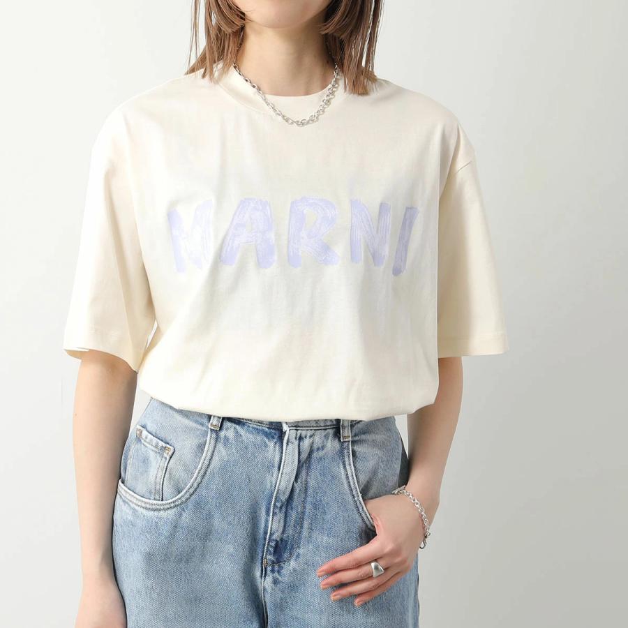 MARNI ロゴプリント 半袖Tシャツ クリーム色 MARNI（マルニ） Tシャツ THJET49EPH USCS11 レディース クルーネック