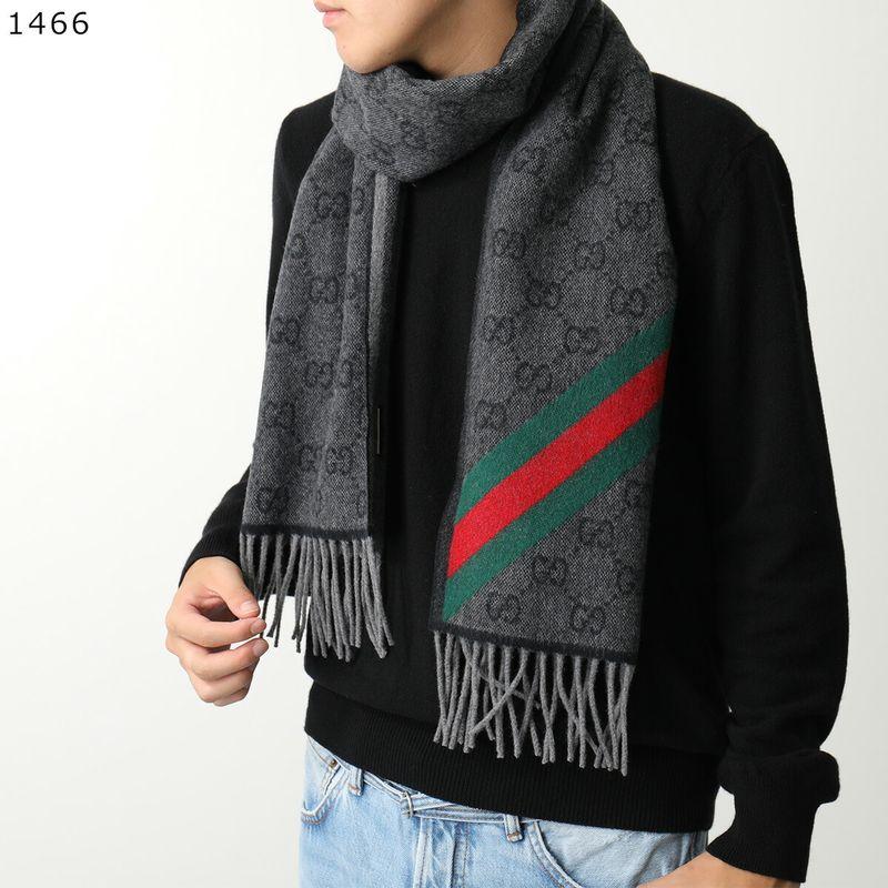 GUCCI（グッチ） マフラー 570603 3G200 メンズ GGロゴ フリンジ