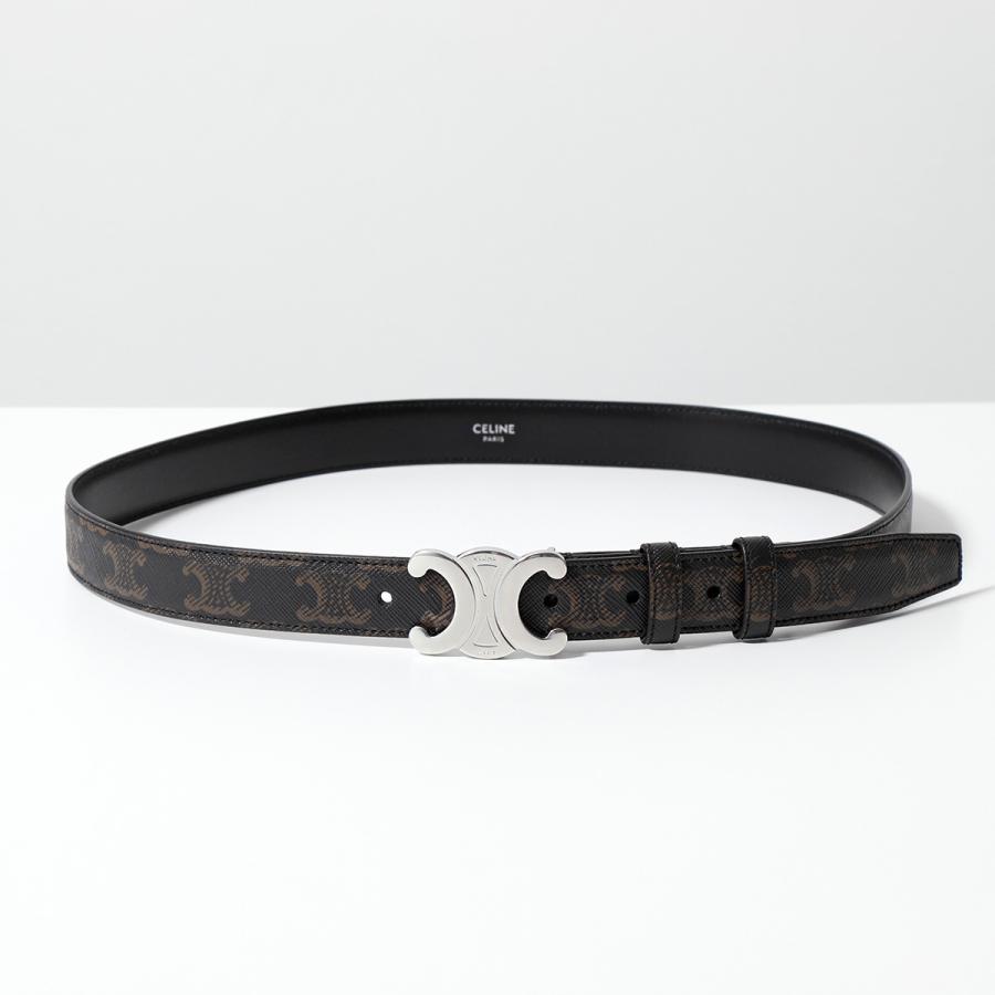 【CELINE】セリーヌ トリオンフ 45AKA3A01.38SI.85 レザー 黒/シルバー金具 ユニセックス ベルト CELINE（セリーヌ） ベルト Triomphe Belt 45AKA3A01 メンズ