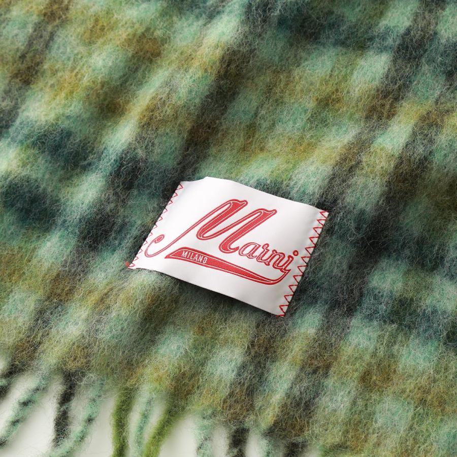 新品　MARNI マフラー　マルニ　チェック　ロゴ　イエロー　ストール 新品MARNI マフラーマルニチェックロゴイエローストール