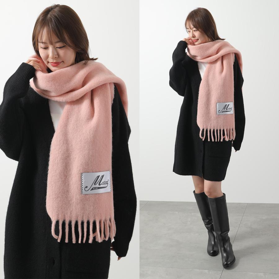 MARNI マルニ マフラー SCMC0059Y0 ASZC0005A0 UTW918 レディース ロゴラベル フリンジ ストール スカーフ 大判 カラー12色 SCMC0059Y0UTW91800B50の画像