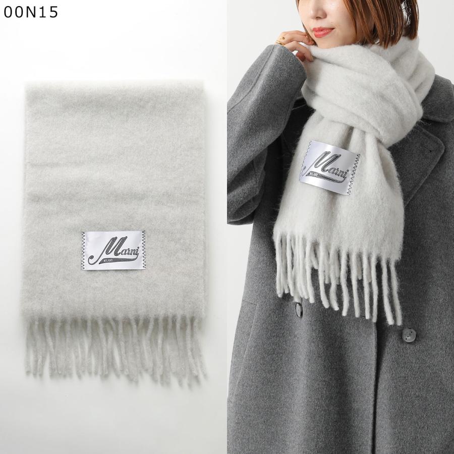MARNI マルニ マフラー SCMC0059Y0 ASZC0005A0 UTW918 レディース ロゴラベル フリンジ ストール スカーフ 大判 カラー12色 SCMC0059Y0UTW91800B50の画像